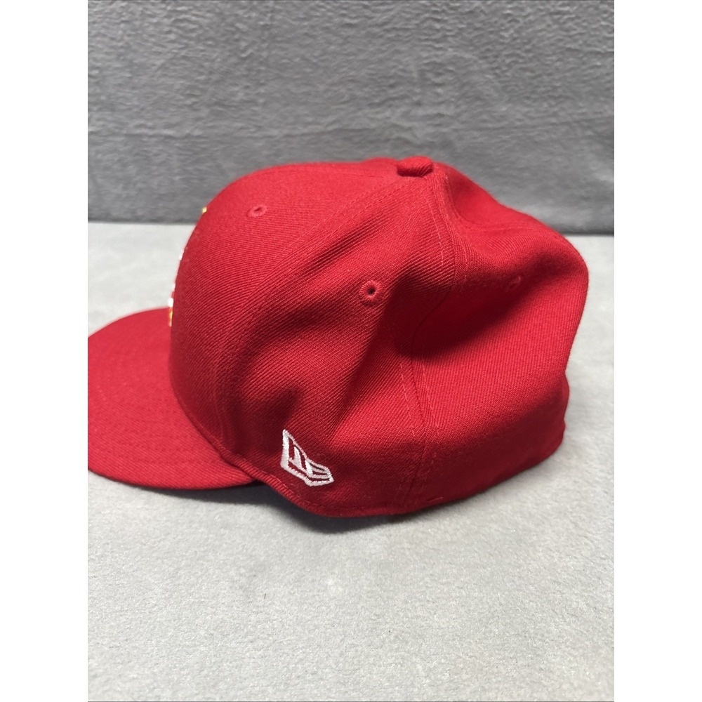 Miami Marlins Hat Cap Fitted 7 1/2 Red Logo 4th July Stars & Stripes MLB New Era - Picture 2 of 7